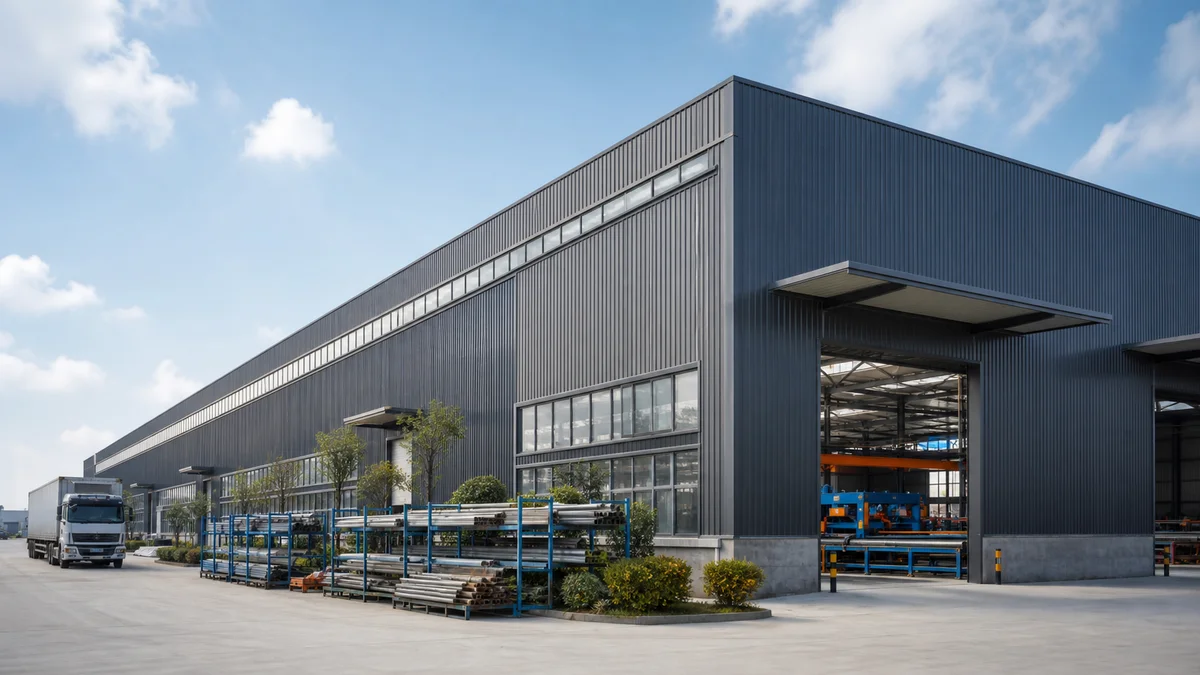 Modern machinery factory exterior concept